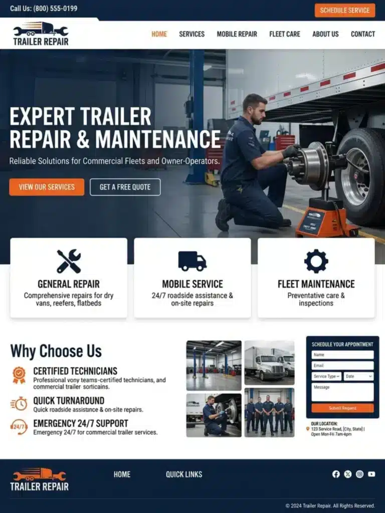 Trailer Repair – Full Website Redesign